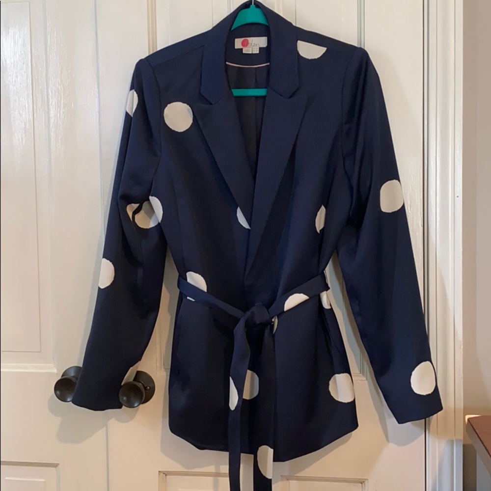 Navy and cream belted blazer size 12